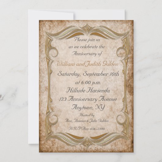 Gold Scroll Lijst Invitation Kaart (Voorkant)