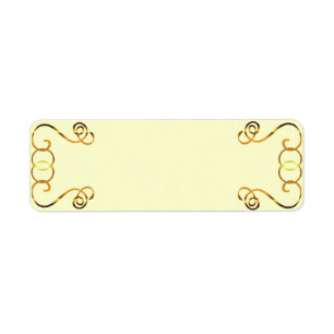Gold Scroll op gele Return Address Label