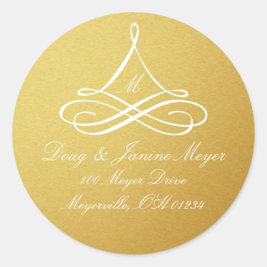 Gold Scroll Ornament Address Label Stickers (Voorkant)