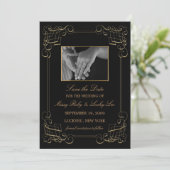 Gold Scroll Save the Date Annouting (Staand voorkant)