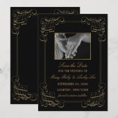 Gold Scroll Save the Date Annouting (Voorkant / Achterkant)