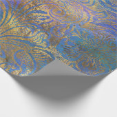 Gold Scroll Werken op Paars, roze, blauw Cadeaupapier (Hoek)