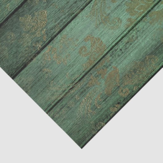Gold Scrollwork bij groene houtontkoppeling Tissuepapier (Detail)