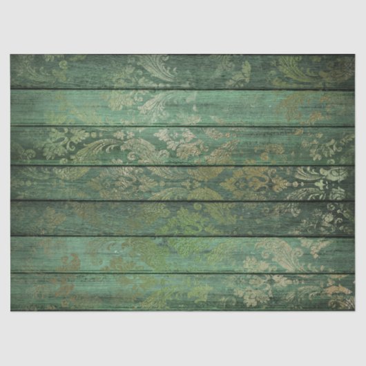 Gold Scrollwork bij groene houtontkoppeling Tissuepapier (Voorkant)