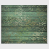 Gold Scrollwork op groen hout Cadeaupapier (Vlak)