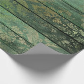 Gold Scrollwork op groen hout Cadeaupapier (Hoek)