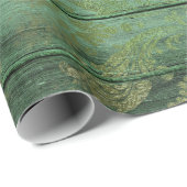 Gold Scrollwork op groen hout Cadeaupapier (Rol Hoek)