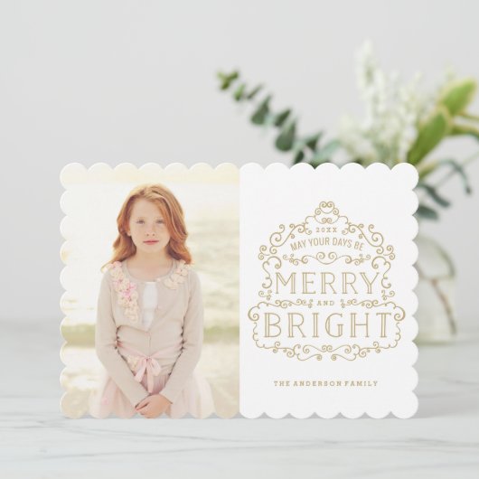 Gold Scrollwork Vakantie Feestdagenkaart (Staand voorkant)