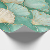 Gold Sea Shell Wave Pattern in Aqua Teal Cadeaupapier (Hoek)