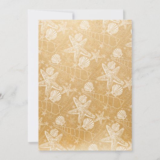 Gold Sea Shells Zeesterren neutrale Tweeling bedan Kaart (Achterkant)