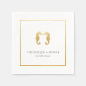 Gold Seahorse Personalized Beach Wedding Servet (Voorkant)