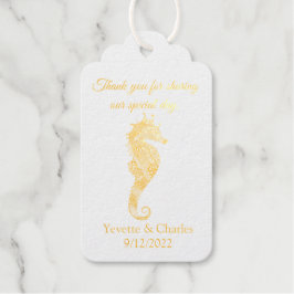 Gold Seahorse Weddenschap Bedankt Cadeaulabels