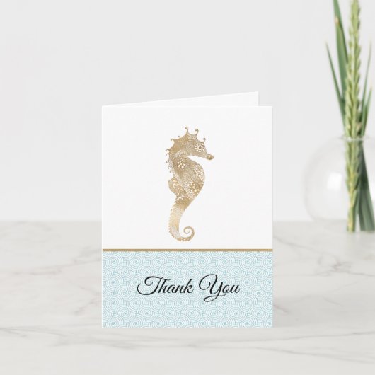 Gold Seahorse Weddenschap Hartelijk dank Kaart (Voorkant)
