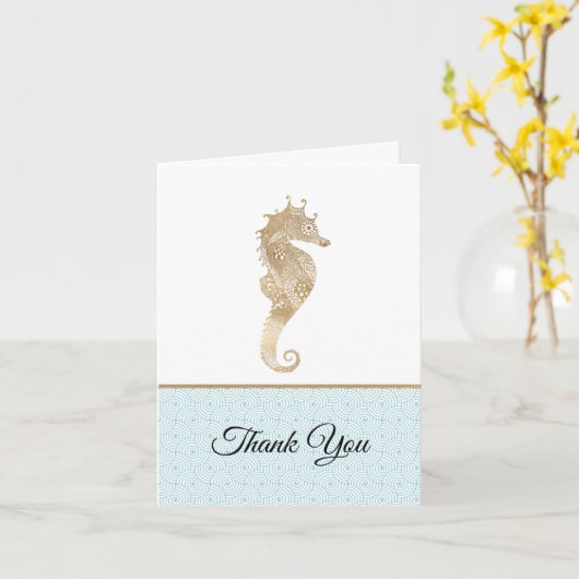 Gold Seahorse Weddenschap Hartelijk dank Kaart (Gele Bloem)