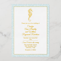 Gold Seahorse with Aqua Lijst Wedding
