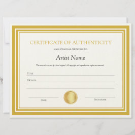 Gold Seal Certificate of Authenticity-Sjabloon Briefhoofd