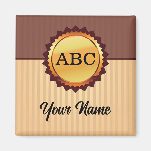 Gold Seal met Initialen en naam Gepersonaliseerd Magneet (Voorkant)