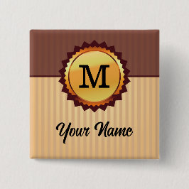Gold Seal met monogram en naam Gepersonaliseerd Vierkante Button 5,1 Cm