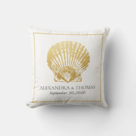 Gold Seashell Beach trouwdatum aandenken Kussen