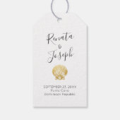 Gold Seashell Beach Weddenschap Cadeaulabel (Achterkant)
