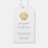 Gold Seashell Beach Weddenschap Cadeaulabel (Voorkant)