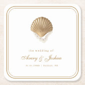 Gold Seashell Coastal Wedding Drink Kartonnen Onderzetters (Voorkant)