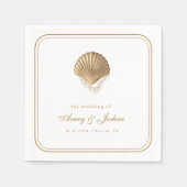 Gold Seashell Coastal Wedding Drink Servet (Voorkant)