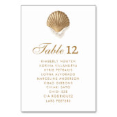 Gold Seashell Coastal Wedding Zitting Teken Kaart (Voorkant)