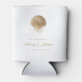 Gold Seashell Custom Coastal Wedding Favor Blikjeskoeler (Voorkant)