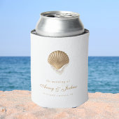 Gold Seashell Custom Coastal Wedding Favor Blikjeskoeler