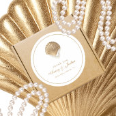 Gold Seashell Custom Coastal Wedding Favor Ronde Sticker