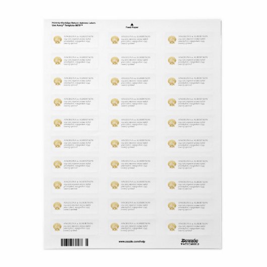 Gold Seashell Elegant Beach Return Address Sticker (Full Sheet)