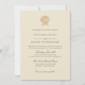 Gold Seashell Elegant Ocean Beach bruiloft Kaart (Voorkant)