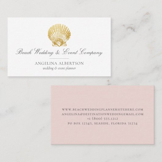 Gold Seashell Elegant Visitekaartje (Voorkant / Achterkant)