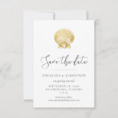 Gold Seashell en Blush Pink Save the Date (Voorkant)