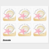 Gold Seashell en Pink Starfish Sparkle Beach Vierkante Sticker (Vel)