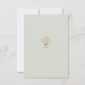 Gold Seashell Mute Sage Wedding Save the Date (Achterkant)