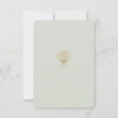Gold Seashell Mute Sage Wedding Save the Date (Achterkant)