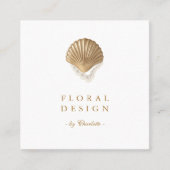 Gold Seashell & Pearls Coastal Chic Any Profession Vierkante Visitekaartje (Voorkant)