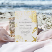 Gold Seashells Elegant Wedding Folie Invitation Folie Uitnodiging