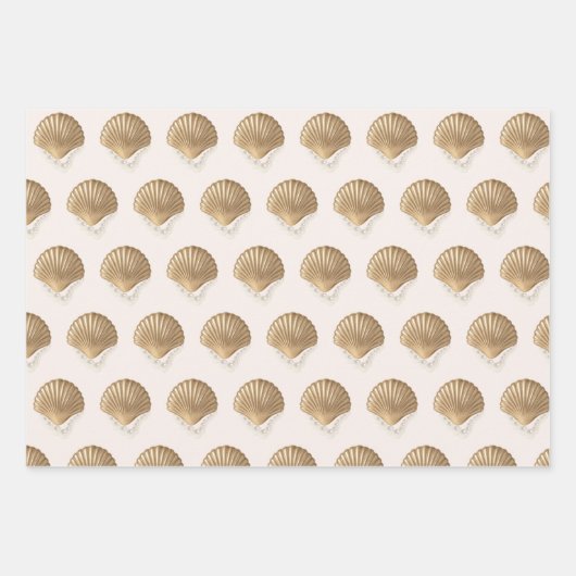 Gold Seashells Parels Verjaardag Vrijgezellenfeest Inpakpapier Vel (Voorkant 2)