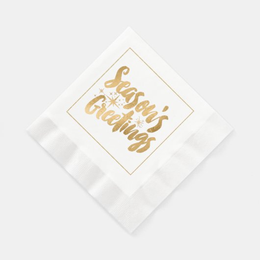 Gold Seasons Greetings Paper Napkins Servet (Hoek)
