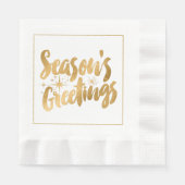 Gold Seasons Greetings Paper Napkins Servet (Voorkant)