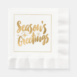 Gold Seasons Greetings Paper Napkins Servet