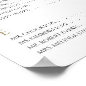 Gold Seating Chart met Bride & Groom Initialen Poster (Hoek)