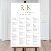 Gold Seating Chart met Bride & Groom Initialen Poster