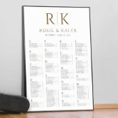 Gold Seating Chart met Bride & Groom Initialen Poster