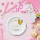 Gold Second Birthday Kinder Party Decor Two Birthd Papieren Bordje (Feest)