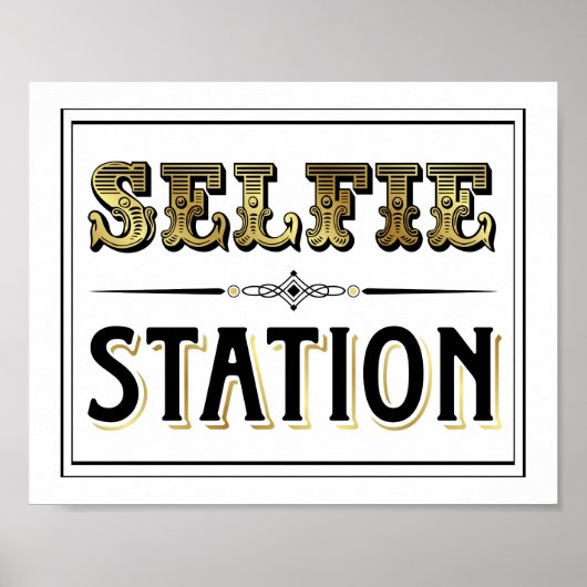  Gold SELFIE STATION Sign Print (Voorkant)