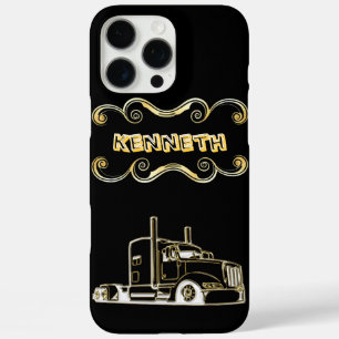 Gold Semi-Truck Digital Art Design iPhone 16 Pro Max Hoesje